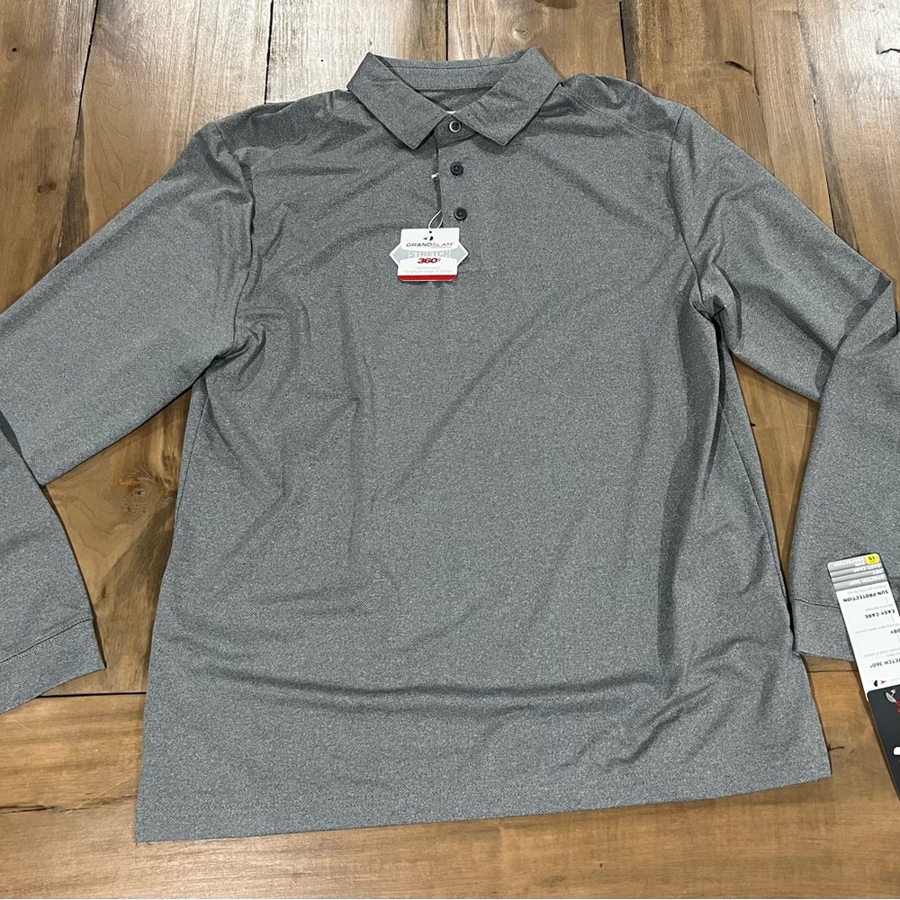 Grand Slam NWT Men’s Long Sleeve Golf Polo, Men’s Medium, Gray